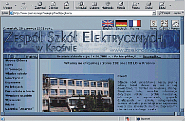 Strona ZSE w Kronie